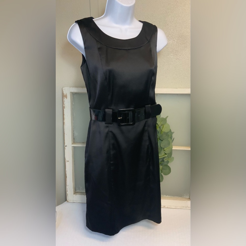 Sold…Black Satin Belted Dress